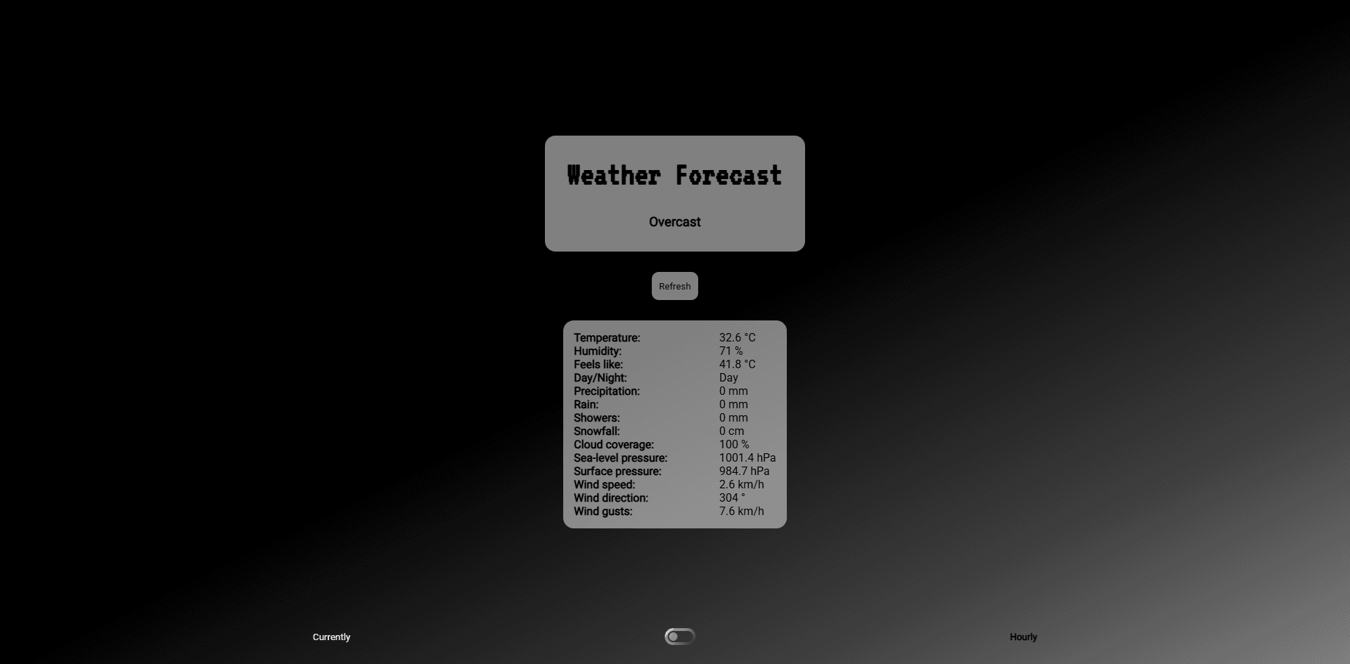 Weather App project screenshot